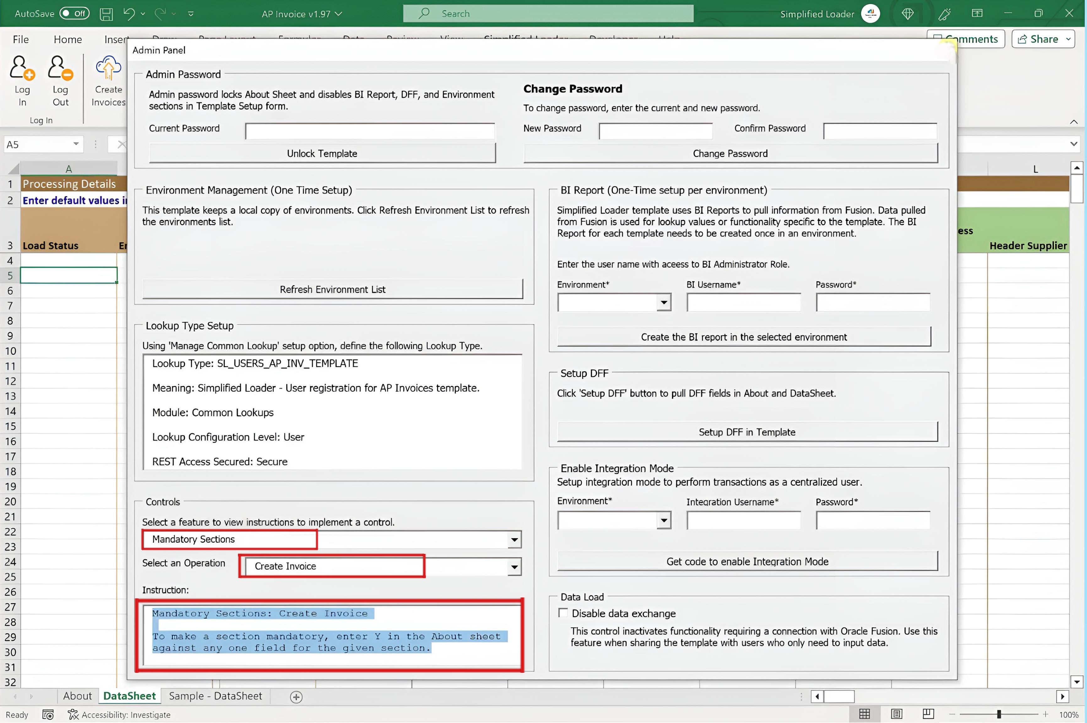 Simplified Loader - Mandatory Sections Admin